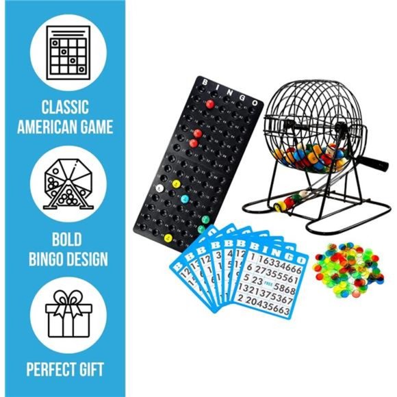 Deluxe Bingo Set - Includes 6 Inch Bingo Cage, Master Board, 18 Mixed Cards - Picture 2 of 5